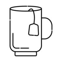 tasse de thé noir et blanc vecteur ligne illustration