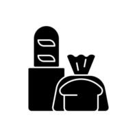 icône de glyphe noir à emporter pain frais vecteur