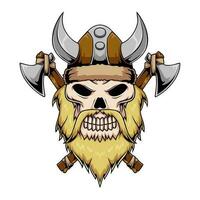 illustration de viking Humain crâne mascotte personnage avec franchi axes vecteur