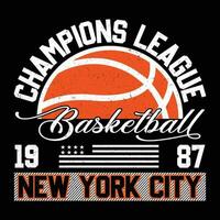 champions ligue basket ball Nouveau york ville 1987 T-shirt conception vecteur