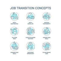 jeu d & # 39; icônes de concept de transition de travail vecteur