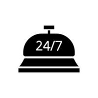 Icône de glyphe noir de service de conciergerie 24 heures sur 24 vecteur