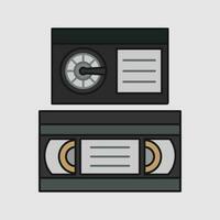 rétro style vhs et bêtamax vidéo cassette ruban plat Icônes rétro technologie Années 90 Années 80 nostalgie souvenirs vecteur