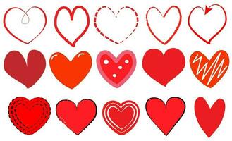 ensemble de rouge cœurs de divers formes, contour, nuances de rouge, aimer, cœur, la Saint-Valentin jour, mariage. eps10 vecteur