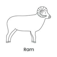 RAM vecteur ligne icône, animal illustration.
