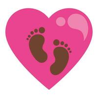 de bébé empreinte à l'intérieur une aimant cœur vecteur illustration graphique icône