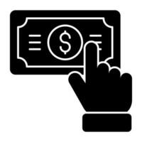 icône donnant de l'argent à la main dans un design solide vecteur