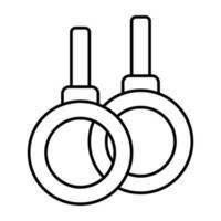vecteur conception de gymnastique anneaux, linéaire icône