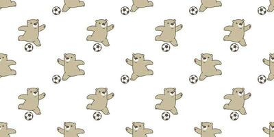 ours sans couture modèle vecteur polaire ours football Football dessin animé écharpe isolé tuile Contexte répéter fond d'écran illustration