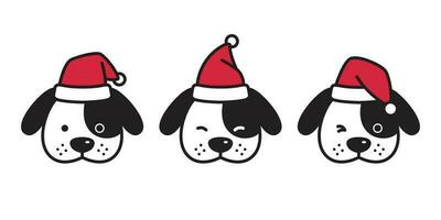chien vecteur Noël français bouledogue Père Noël claus chapeau Noël icône chiot tête dessin animé personnage logo illustration