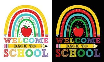 Bienvenue retour à école T-shirt conception vecteur illustration - marrant slogan et des crayons. bien pour t chemise imprimer, affiche, carte, étiqueter, et autre décoration pour les enfants