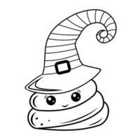 caca pour Halloween. mignonne personnage kawaii gnome, noir contour, vecteur isolé illustration dans griffonnage style