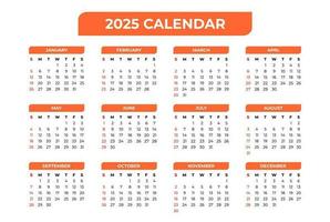 2025 de base calendrier dans blanc Contexte vecteur