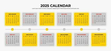 2025 calendrier modèle vecteur