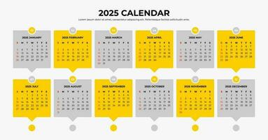 2025 calendrier modèle vecteur