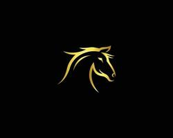 d'or cheval tête silhouette logo icône conception modèle vecteur illustration.