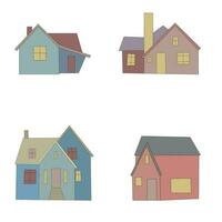 ensemble de maisons de dessin animé mignon vector illustration. petite maison, maison colorée, illustration de maisons plates.