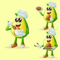 mignonne Avocat personnage dans le cuisine vecteur