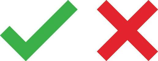 vérifier Des marques vecteur Icônes dans rouge et vert isolé sur blanc Contexte . vérifier marque et traverser dans vert et rouge