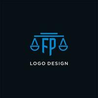 fp monogramme initiale logo avec Balance de Justice icône conception inspiration vecteur