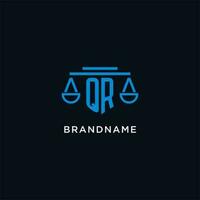 qr monogramme initiale logo avec Balance de Justice icône conception inspiration vecteur