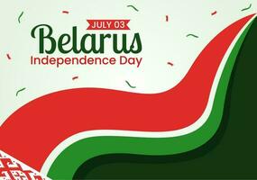 biélorussie indépendance journée vecteur illustration sur 3 juillet avec agitant drapeau dans nationale vacances plat dessin animé main tiré atterrissage page Contexte modèles
