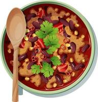 haricot soupe avec Viande, tomates et poivrons sur une blanc Contexte. traditionnel mexicain nourriture.délicieuse et appétissant plat. vecteur