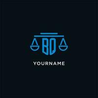 bq monogramme initiale logo avec Balance de Justice icône conception inspiration vecteur