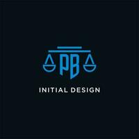 pb monogramme initiale logo avec Balance de Justice icône conception inspiration vecteur