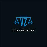 vz monogramme initiale logo avec Balance de Justice icône conception inspiration vecteur