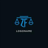 zf monogramme initiale logo avec Balance de Justice icône conception inspiration vecteur