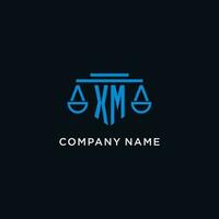 xm monogramme initiale logo avec Balance de Justice icône conception inspiration vecteur