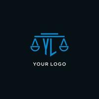 yl monogramme initiale logo avec Balance de Justice icône conception inspiration vecteur