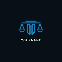 oq monogramme initiale logo avec Balance de Justice icône conception inspiration vecteur
