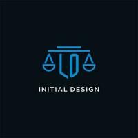 lo monogramme initiale logo avec Balance de Justice icône conception inspiration vecteur