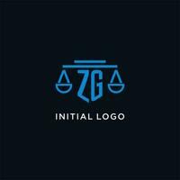 zg monogramme initiale logo avec Balance de Justice icône conception inspiration vecteur