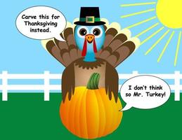 Thanksgiving dinde et dessin animé de citrouille vecteur