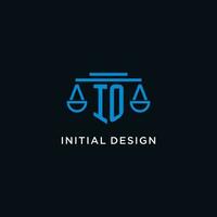 io monogramme initiale logo avec Balance de Justice icône conception inspiration vecteur