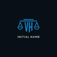 vh monogramme initiale logo avec Balance de Justice icône conception inspiration vecteur