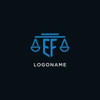 ef monogramme initiale logo avec Balance de Justice icône conception inspiration vecteur