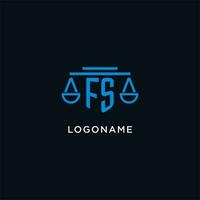 fs monogramme initiale logo avec Balance de Justice icône conception inspiration vecteur