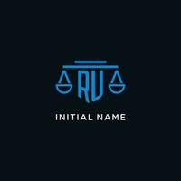 ru monogramme initiale logo avec Balance de Justice icône conception inspiration vecteur