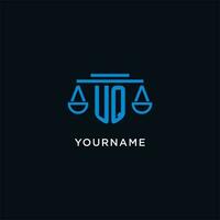 uq monogramme initiale logo avec Balance de Justice icône conception inspiration vecteur