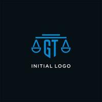 gt monogramme initiale logo avec Balance de Justice icône conception inspiration vecteur