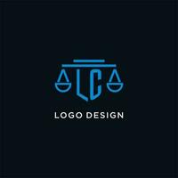 lc monogramme initiale logo avec Balance de Justice icône conception inspiration vecteur