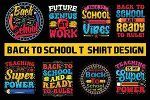 retour à école T-shirt conception empaqueter, 100 journées de école, premier jour, 100 jours typographie T-shirt, des gamins T-shirt vecteur
