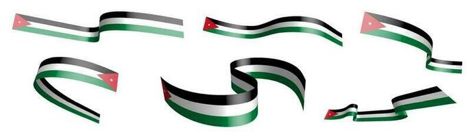 ensemble de vacances rubans. drapeau de Jordan agitant dans vent. séparation dans inférieur et plus haut couches. conception élément. vecteur sur blanc Contexte