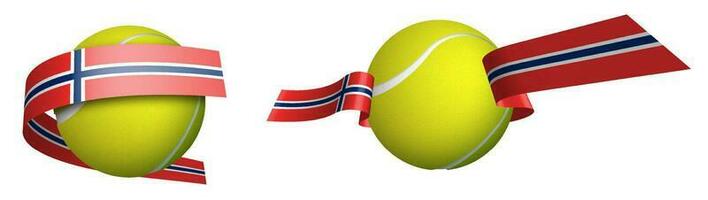 des sports tennis Balle dans rubans avec couleurs de Norvège drapeau. isolé vecteur sur blanc Contexte