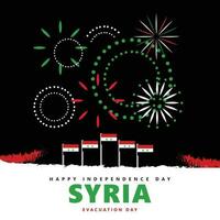 Syrie indépendance journée ou appelé évacuation journée fête vecteur illustration avec nationale drapeaux et feux d'artifice. milieu est pays Publique vacances.