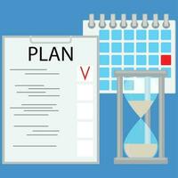 Planification temps affaires concept plat. stratégie affaires plan et Planification processus. vecteur illustration